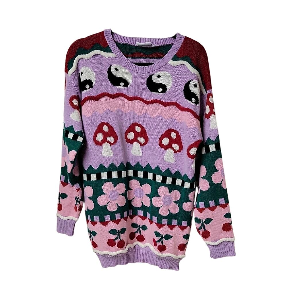 Daisy Street Mushroom Yin Yang Daisy Cherry Sweater Dolls Kill Women Oversized S